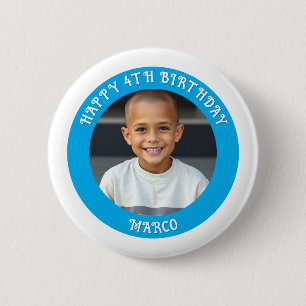 Chapa Redonda De 5 Cm Edad personalizada, nombre y foto cumpleaños