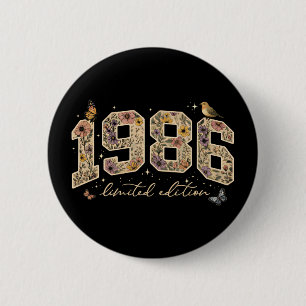 Chapa Redonda De 5 Cm Edición Limitada Cumpleaños 40 Floral 1986