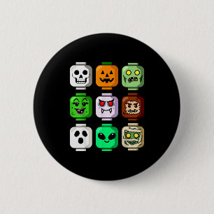 Chapa Redonda De 5 Cm Edificio de Halloween Ladrillo Cabeza Calabaza Fan
