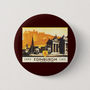 Chapa Redonda De 5 Cm Edimburgo vía LNER Rail Poster
