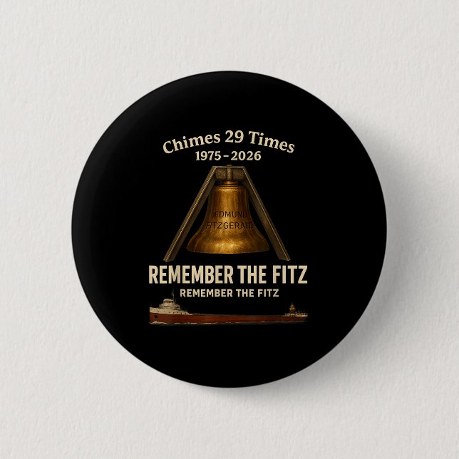 Chapa Redonda De 5 Cm Edmund Fitzgerald, Remember The Fitz Great Lakes M (Anverso)