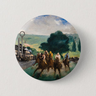Chapa Redonda De 5 Cm Edouard Manet - Las carreras en Longchamp