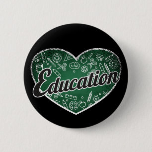 Chapa Redonda De 5 Cm Educación Retro Heart Blackboard Love