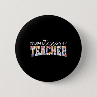 Chapa Redonda De 5 Cm Educadora Instructora Maestra Montessori Floral Re