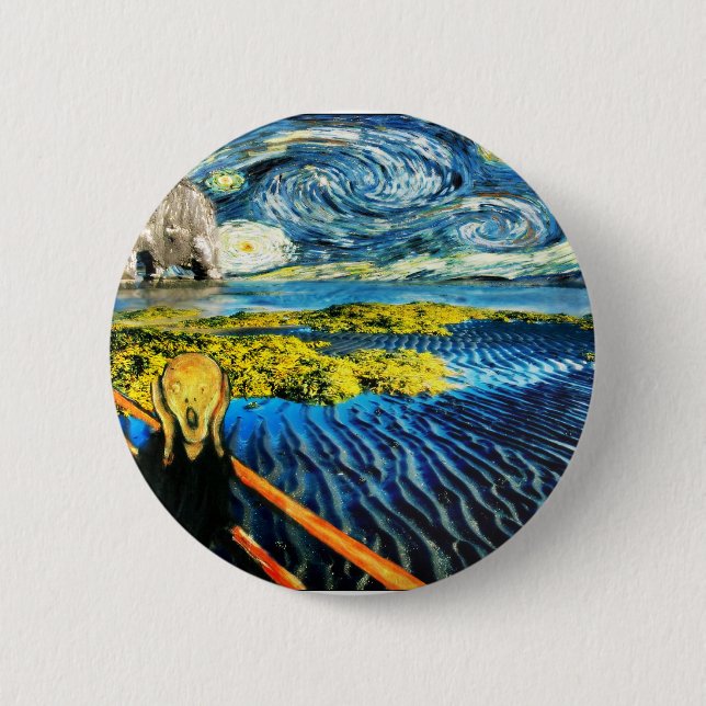 Chapa Redonda De 5 Cm Edvard Meets Vincent (Anverso)