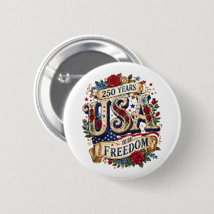 Chapa Redonda De 5 Cm EE. UU. 250 años de libertad floral americana