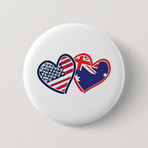 Chapa Redonda De 5 Cm EE.UU.—Austrailia-Love