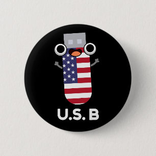 Chapa Redonda De 5 Cm EE.UU. B Funny Estados Unidos Pun Dark BG