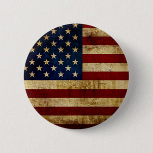 Chapa Redonda De 5 Cm EE. UU. / bandera grunged
