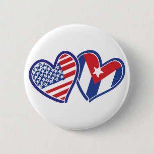 Chapa Redonda De 5 Cm EE.UU. Cuba Love Hearts