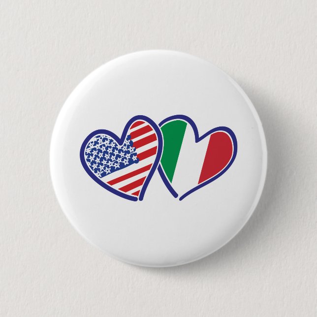 Chapa Redonda De 5 Cm EE.UU.—Italia-amor (Anverso)