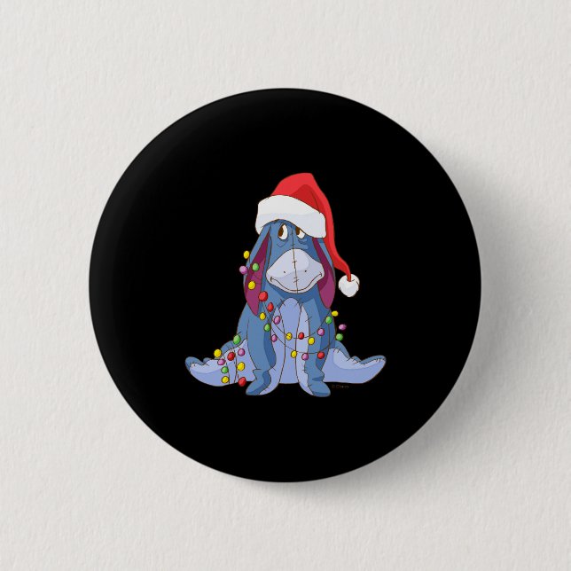 Chapa Redonda De 5 Cm Eeyore Santa Claus  (Anverso)