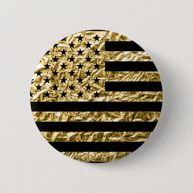 Chapa Redonda De 5 Cm Efecto de Relieve metalizado dorado de bandera est (Anverso)