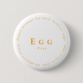 Chapa Redonda De 5 Cm Egg-Free Request Badge, White - Orange