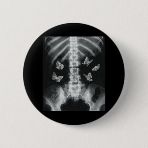 Chapa Redonda De 5 Cm Egirl Skeleton Xray Butterfly Harajuku y2k Dark Ed
