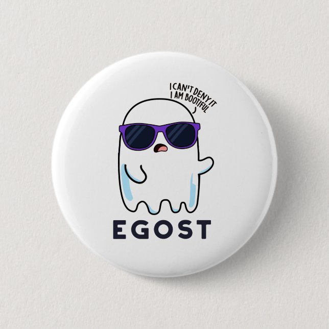 Chapa Redonda De 5 Cm Egost Funny Halloween Ego Ghost Pun (Anverso)