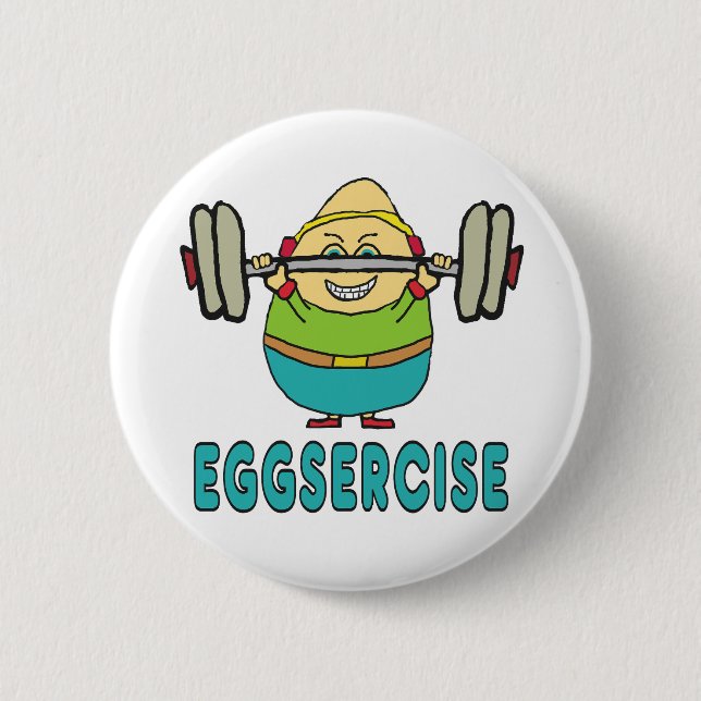 Chapa Redonda De 5 Cm Ejercicio Eggsercise Egg Pun (Anverso)