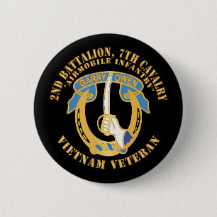 Chapa Redonda De 5 Cm Ejército - 2º Batallón, 7ª Caballería - Vietnam Ve