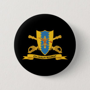 Chapa Redonda De 5 Cm Ejército - 4º Regimiento de Caballería con Br - Ri