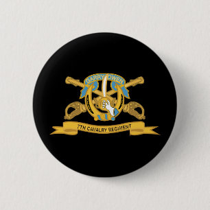 Chapa Redonda De 5 Cm Ejército - 7º Regimiento de Caballería con Br - Ri