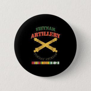 Chapa Redonda De 5 Cm Ejército - Artillería - Vietnam - Vet de combate