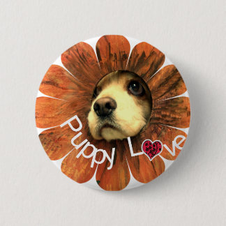 Chapa Redonda De 5 Cm El amor de los cachorros sale de la flor