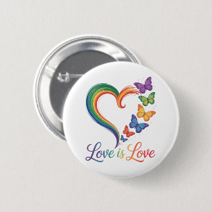 Chapa Redonda De 5 Cm El Amor Es Amor LGBT Mariposa Corazón Arcoíris