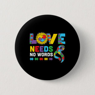 Chapa Redonda De 5 Cm El amor no necesita palabras ASL Autism Awareness