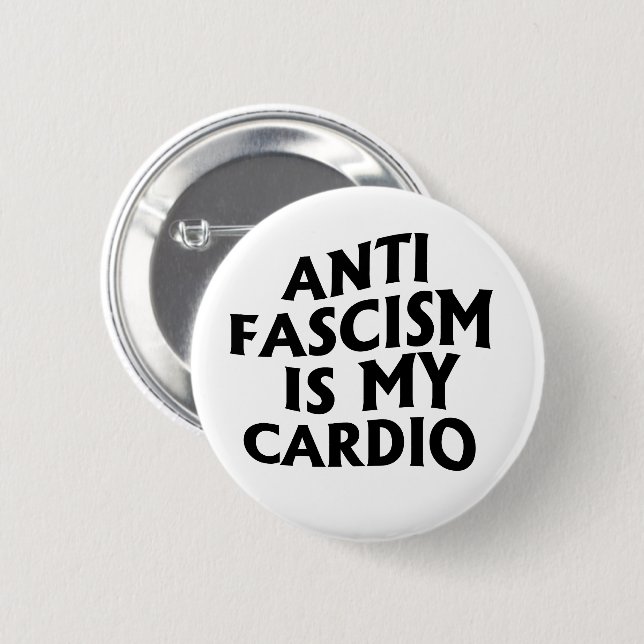 Chapa Redonda De 5 Cm El antifascismo es mi cardio (Anverso y reverso)