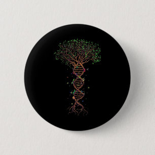 Chapa Redonda De 5 Cm El Árbol De Adn Genetic Funny Earth Day Planta A T