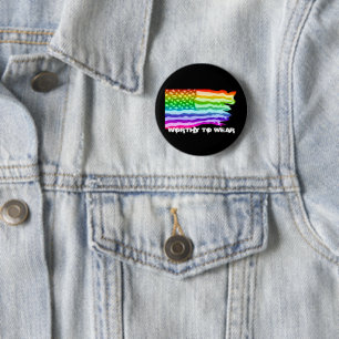 Chapa Redonda De 5 Cm El arcoiris de la bandera de los EE.UU. con proble