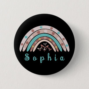 Chapa Redonda De 5 Cm El arcoiris de moda boho con nombre personalizado