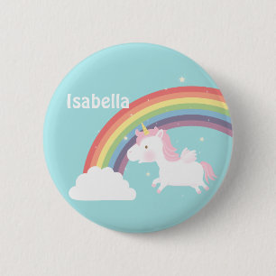 Chapa Redonda De 5 Cm El Arcoiris De Unicornio Con Vuelo Cubierto Para C