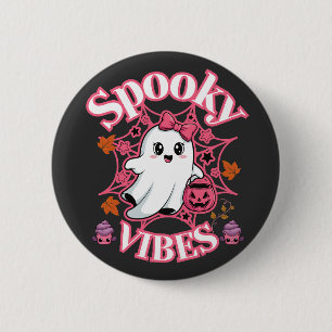 Chapa Redonda De 5 Cm El arte de los fantasmas aguafiestas de color rosa