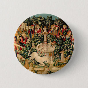 Chapa Redonda De 5 Cm El arte medieval de las gallitas de unicornio enco