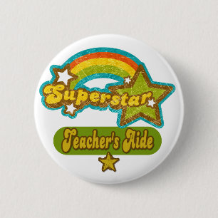 Chapa Redonda De 5 Cm El asistente del profesor de la superestrella