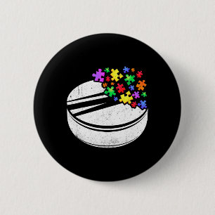 Chapa Redonda De 5 Cm El autismo de hockey rompe con los hombres mujeres