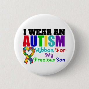 Chapa Redonda De 5 Cm El Autismo Que Uso Cinta Para Mi Preciado Hijo