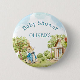 Chapa Redonda De 5 Cm El Baby Shower azul de Peter The Rabbit Boy