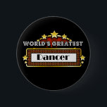 Chapa Redonda De 5 Cm El bailarín más grande del mundo<br><div class="desc">El camisetas, la ropa y los regalos más grandes del bailarín del mundo son regalos de motivación ideales además de los regalos para todas las ocasiones. Este diseño único de la carpa muestra el empleo y la profesión rodeados por las luces de neón y las estrellas. Disponible en las tazas,...</div>