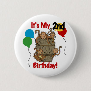 Chapa Redonda De 5 Cm El barril de monos 2ª camisetas de cumpleaños y re