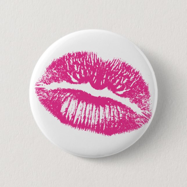 Chapa Redonda De 5 Cm El Beso, Labios Rosados (Anverso)