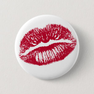 Chapa Redonda De 5 Cm El beso, los labios rojos