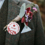 Chapa Redonda De 5 Cm El Boho Rojo Peacock Boda Asiático Padre De La Nov<br><div class="desc">Elegante diseño bohemio rojo / blanco pavo real con detalles florales y una cola de paisley formas asiáticas / china fiesta de bodas 'padre de la novia' etiqueta del botón del alfiler. Un diseño boda de estilo oriental, oriental/oriental/asiático, único y de moda para una pareja moderna y elegante. La doble...</div>