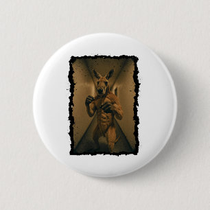 Chapa Redonda De 5 Cm El Boxeo Retro Kangaroo De Pie En El Hallway Fun