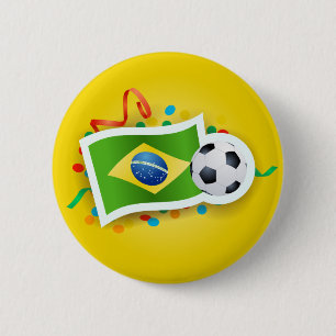 Chapa Redonda De 5 Cm El Brasil, fútbol y bandera