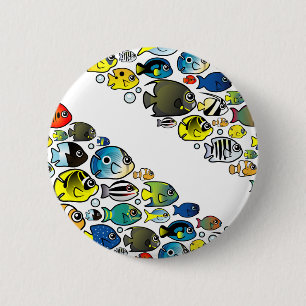 Chapa Redonda De 5 Cm El buceador de Scubadorable abajo señala por medi