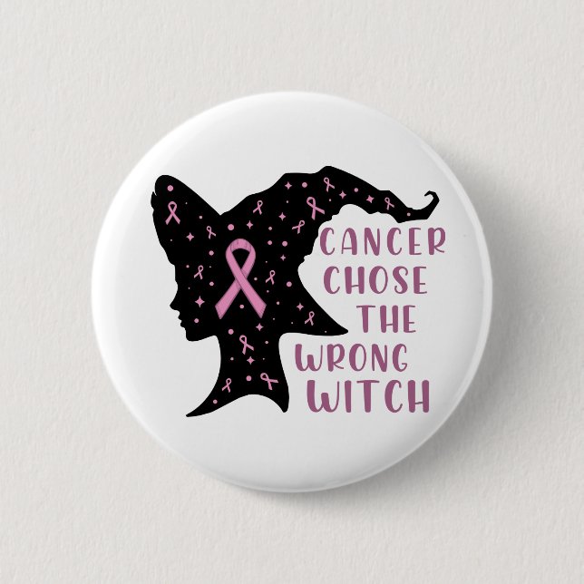 Chapa Redonda De 5 Cm El cáncer eligió a la bruja equivocada (Anverso)