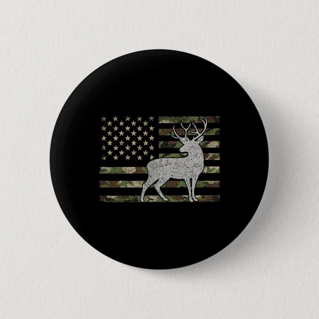 Chapa Redonda De 5 Cm El ciervo negro de cola blanca cazando camuflaje e (Anverso)