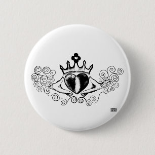 Chapa Redonda De 5 Cm El Claddagh (negro)
